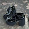 Fashion 10cm Chunky Pumps Plus Size 35-43 Platform High Heels Loafers Women Patent Leather Slip on Jk Uniform Shoes Zapatos De Mujer