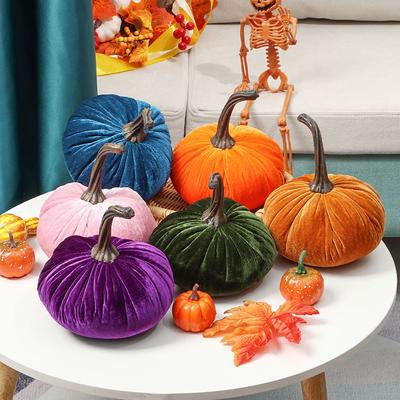 Cute Halloween Handmade Pumpkins Decor Velvet Pillow Soft Stuffed Pumpki Plush Throw Pillows