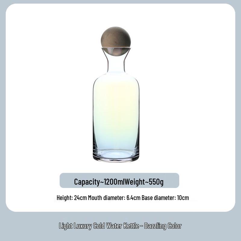 WJ Crystal Glass Drinkware Collection Pitcher with Wood Ball