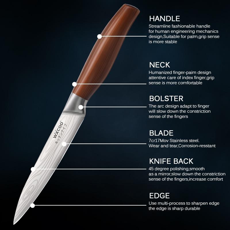 Professional Chef's Knife 5Cr15Mov Stainless Steel Meat Cleaver Santoku Knife Kitchen Vegetable Slicing Knife