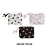 Bolsa pequeña de maquillaje con lazo estampado en rosa y negro para mujer, práctica minicaja para lápiz labial, neceser, bolsa para guardar toallas sanitarias.