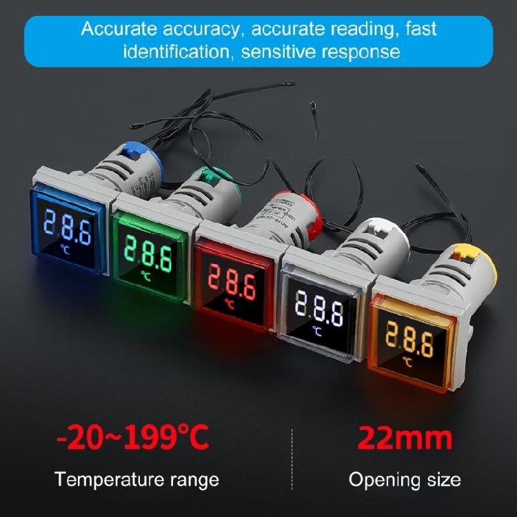 22mm Square Head Current Tester Gauge Digital Ammeter AC100A Current Meter LED Backlit Screen 0-100A Current Detector