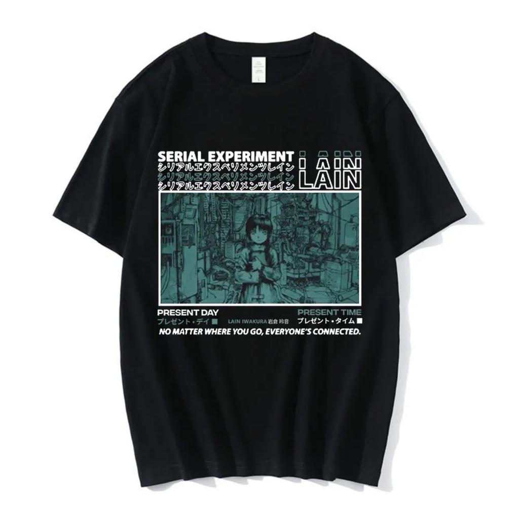 Anime Series Experimental Lain Ladies T-shirt 3D Graphics Iwakura Manga Sci-fi Printing Round Neck Women's Short Sleeve