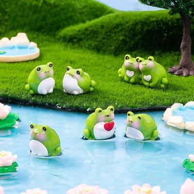 5 ks Kreativní pryskyřičná rybníční žába Miniaturní krajina DIY Dekorační doplňky Ozdoba na palubní desku auta Stolní ozdoba pro mechovou mikro-krajinu