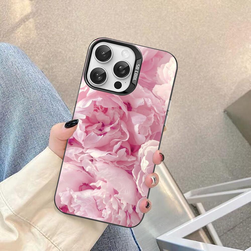 

Элегантный чехол для телефона с пионами розово-фиолетового цвета для iPhone 16 15 14 13 12 11 Pro Max X XR XSMAX 8 7 Plus Матовый противоударный задний чехол iPhone 13