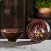 Jian Zhan Kiln-Change Ceramic Sand Gold Tea Cup - Hat-Shaped Tea Tasting Bowl