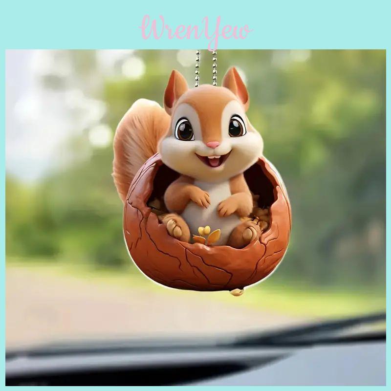 Charming Acrylic Squirrel Car Hanging Ornament Keychain For Backpack Decor