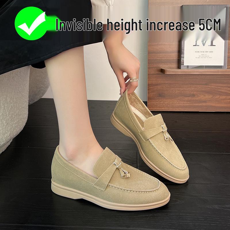 Grape Mom Fleece-Lined Tassel Loafers: Women's Winter Slip-On Soft Sole Furry Shoes.