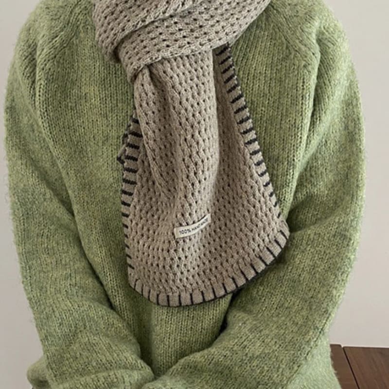 LOOKING4U Stitch Handmade Knit Muffler Oatmeal