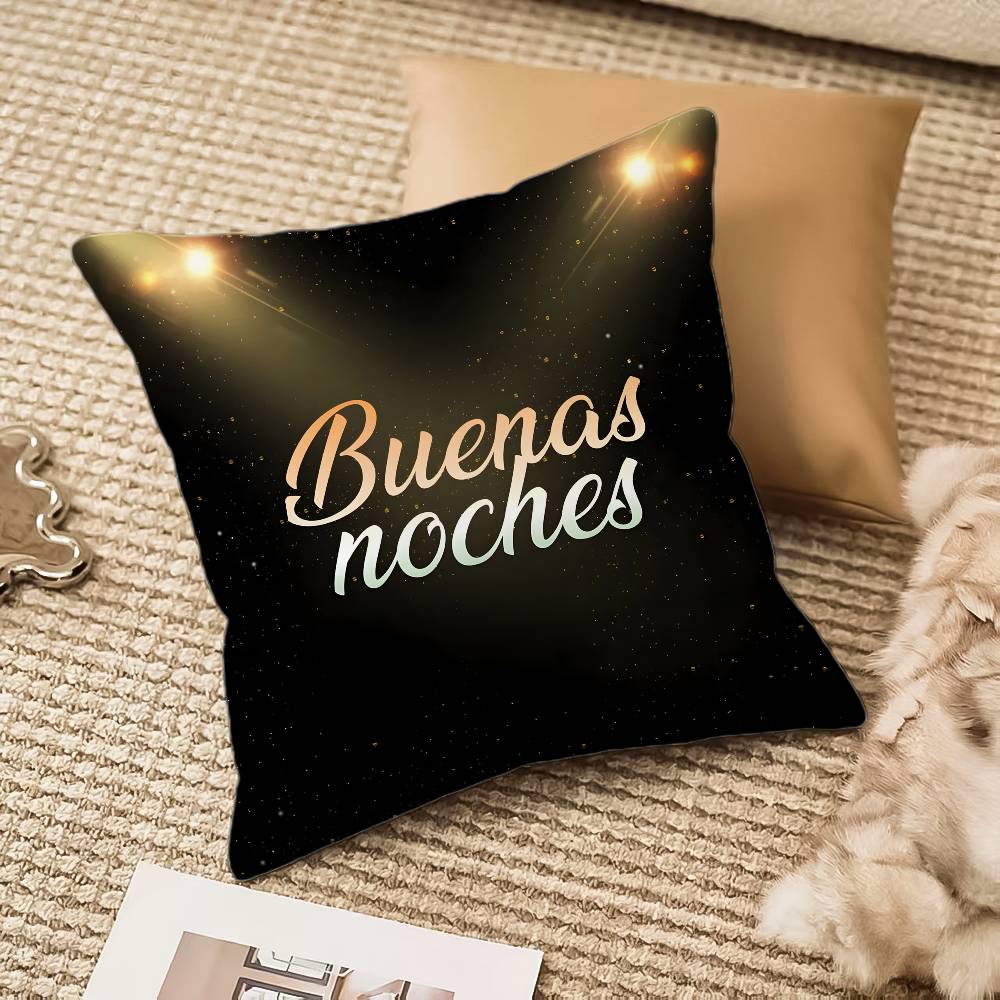 

Buenas Noches Q-quevedo-MT Singer Pillow Case Comfort Sofa Bed Silky elegant Invisible zipper Decorative cushion cover 12x12Inch
