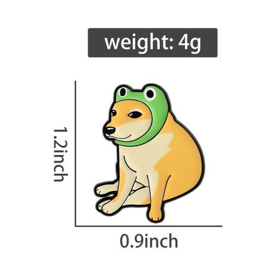 Doge Meme Enamel Pins Cartoon UV Printing Dog Brooch Lapel Badges Cute Shiba Inu Frog Hat Animal Jewelry Gift for Friends
