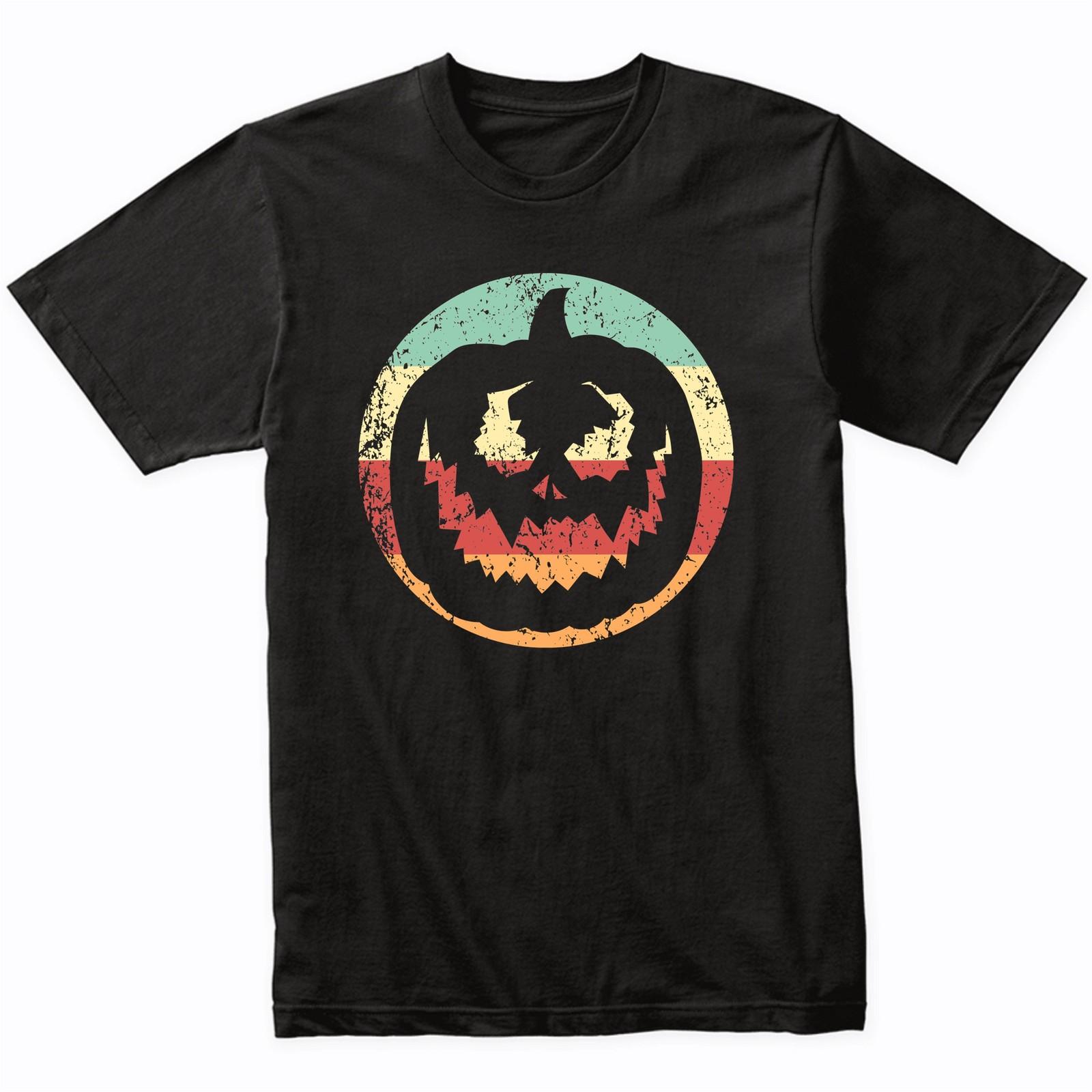 Retro Spooky Jack-o-lantern Halloween Pumpkin Silhouette T-Shirt - Retro Colors S разноцветный