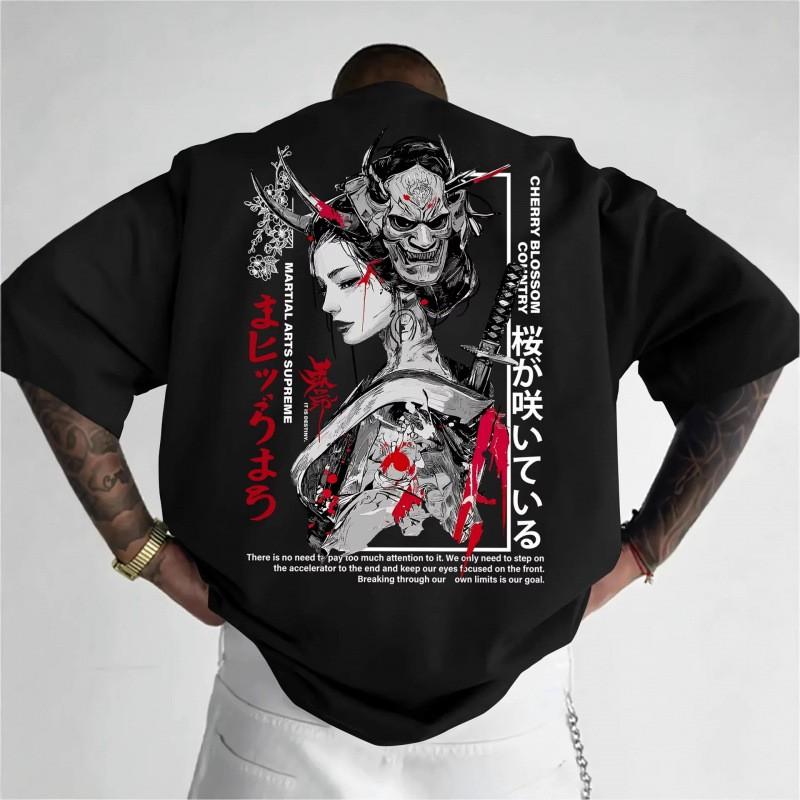 Mens Loose Fit Cotton Graphic Tee Short Sleeve Crew Neck T-Shirt Streetwear Casual
