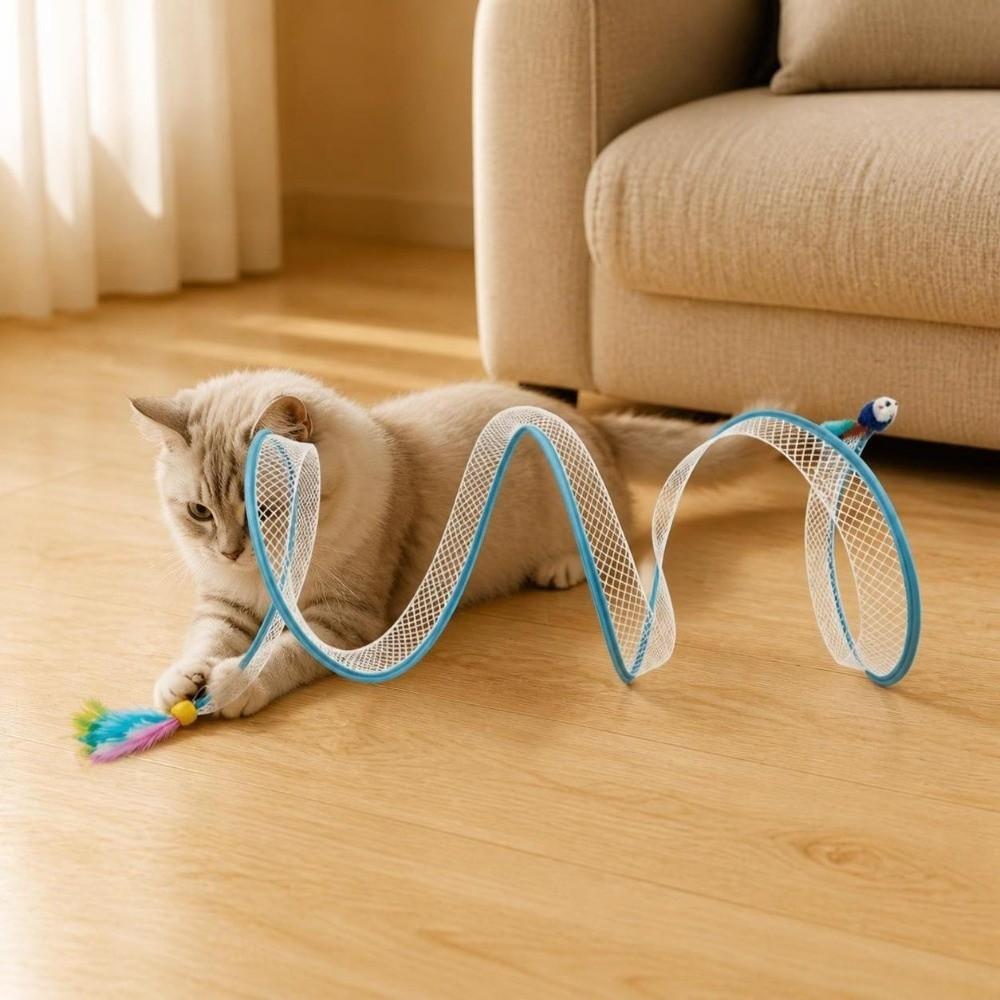 Portable Cat Tunnel Tube Elastic Interactive Cat Toy Cat Spring Mouse Tunnel Indoor Outdoor Use