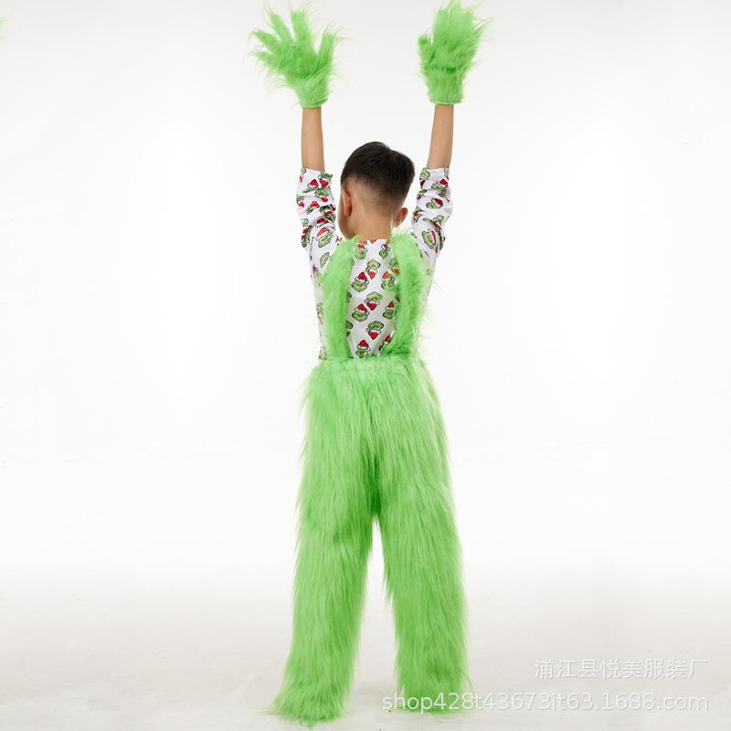 Nouveau costume de Noël Costume de Grinch aux cheveux verts pour enfants