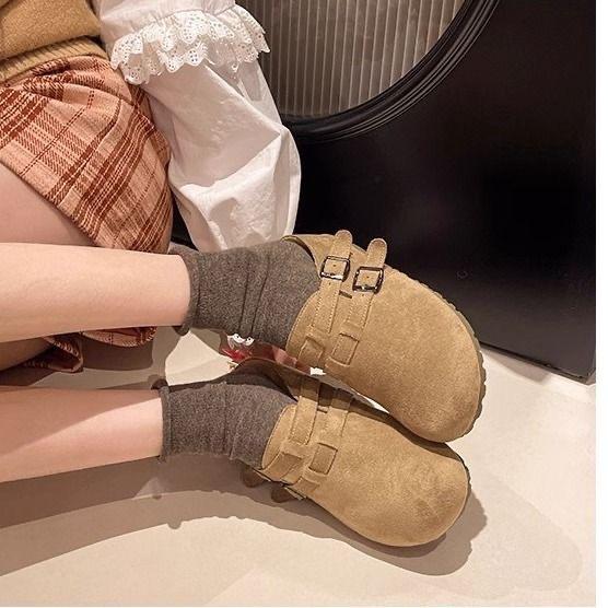 

Обувь ленивые полутапочки не устают ноги носить мягкая кожа мягкая подошва крутые тапочки сумка голова повседневная ретро обувь boken женщины 40 хаки