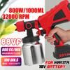 88V 1000ml Cordless Spray Gun 800W Electric Paint Sprayer High Power Spray Gun With Nozzles Flow Control For  18V Battery