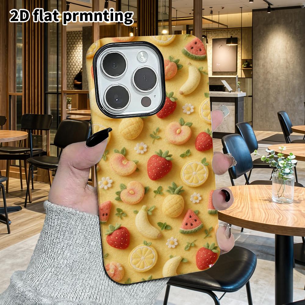 Phone Case: 2D Flat Design Suitable for iPhone 18 17 16 15 14 13 Pro Film Protective Case, Couple Style, Fruit Pattern, Christmas and Halloween Gifts
