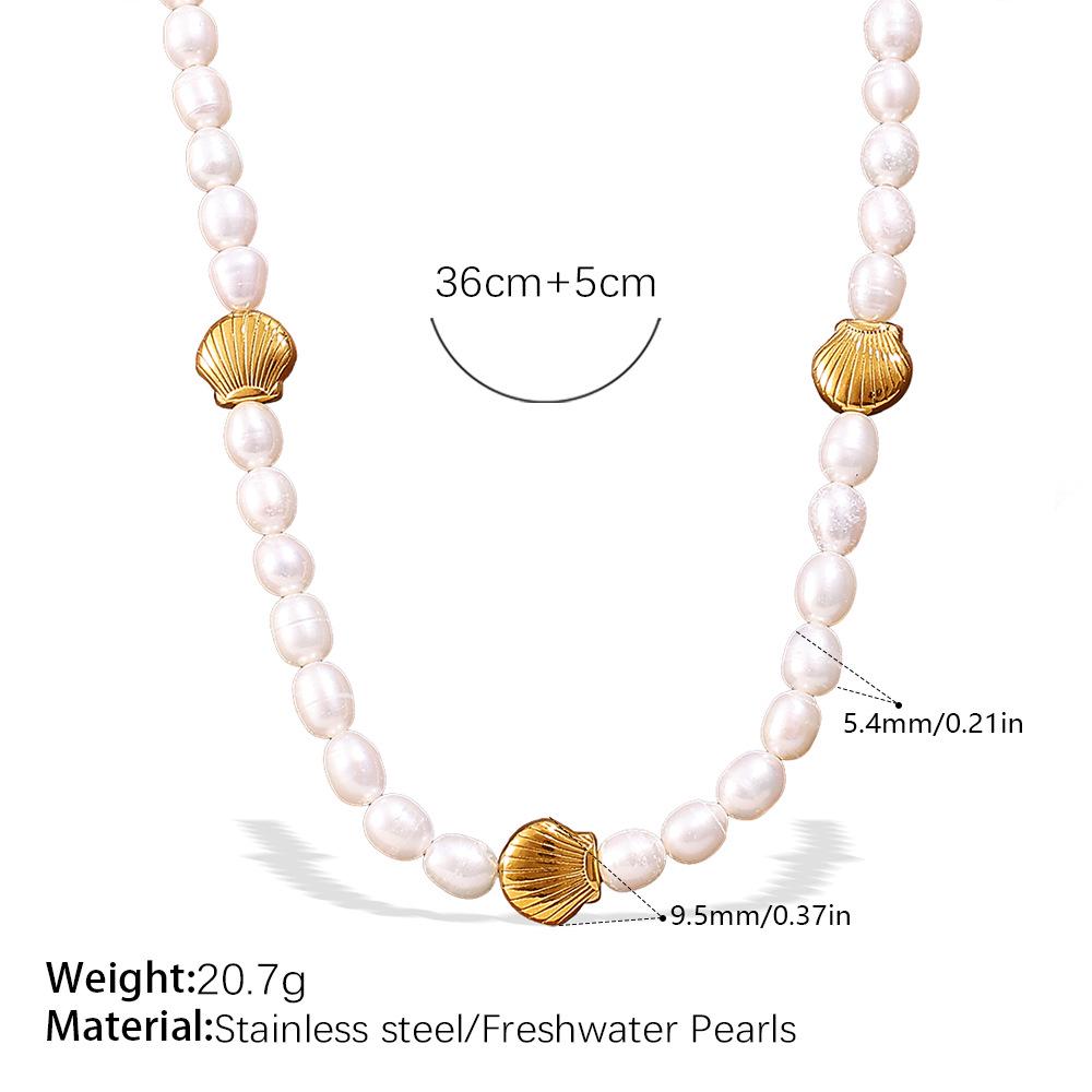 High-End Freshwater Pearl Necklace with Ocean-Inspired Seahorse and Turtle Design In Women's Titanium Steel