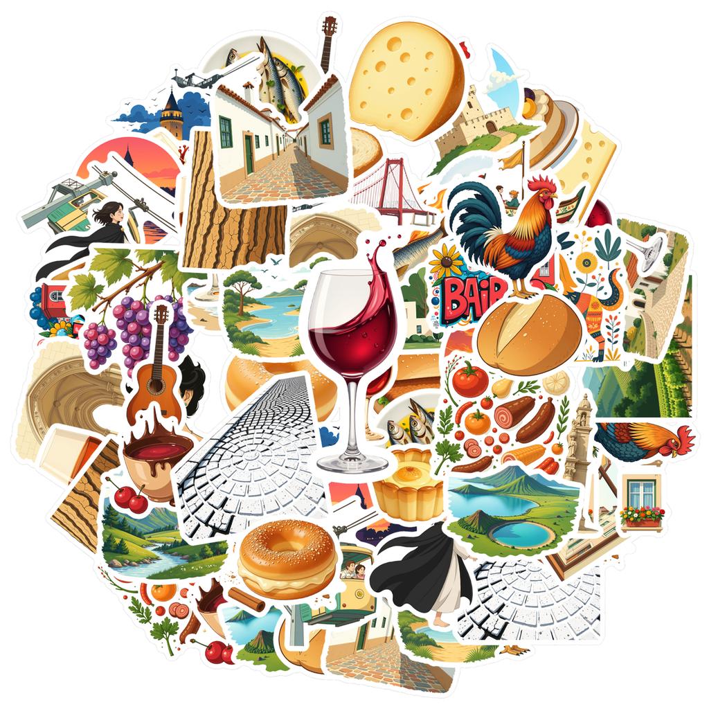 35-100pcs Portugal Landmark Stickers Travel landmarks Cultural Scrapbook Stationery Sticker For Luggage Suitcase Graffiti Decals