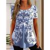 Elegant Fake Two-Piece Top Women'S Round Neck Short Sleeved Button Blouse Summer Office Lady Work Casual Top