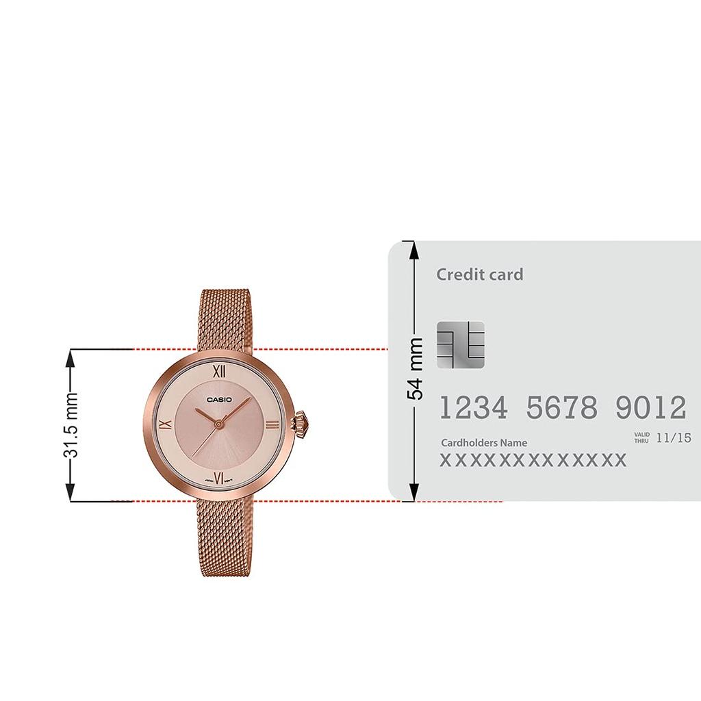 Casio Metal Enticer Analog Rose Gold Dial Band Color Rose Rose Gold Strap Women's LTP-E154MPG-4Adf (A1852), - Gold, Analog,