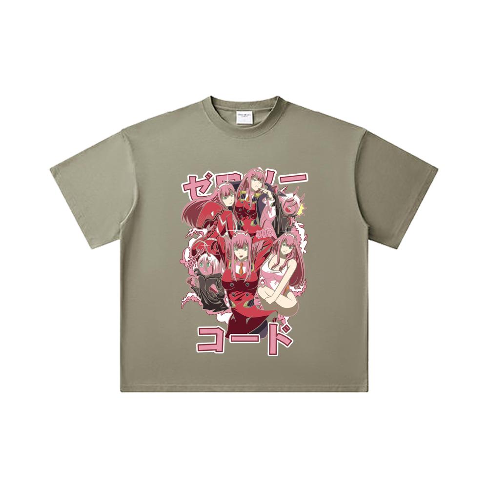 260 GSM Double Yarn 32 Count 100% Cotton Darling In The Franxx V3 Zero Two Print Unisex Heavy Cotton T Shirt