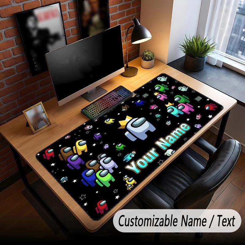 Custom Name Text Big Mouse Pad,Among Us Soft Non Slip Extended Desk Mat For Home Office