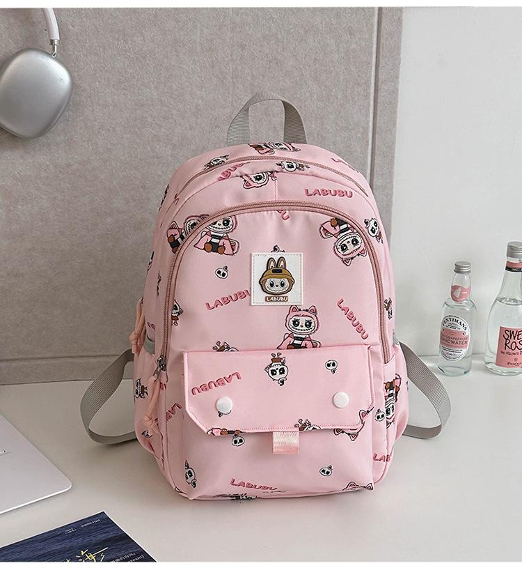 School Bag Casual Backpack Girl Elementary School First Grade Cartoon Labub Backpack