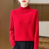 Women's Pure Wool Half-High Collar Loose Knit Sweater - Thickened Autumn/Winter Base Layer Pullover