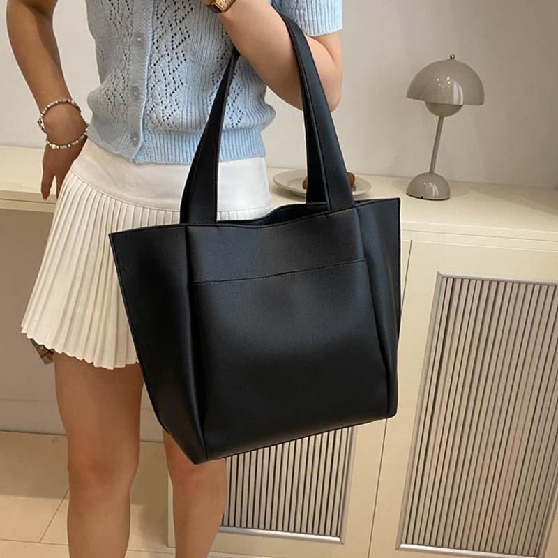 Wysokiej jakości miękka skóra PU damska torba na zakupy w jednolitym kolorze, duża pojemność, torba podróżna na ramię