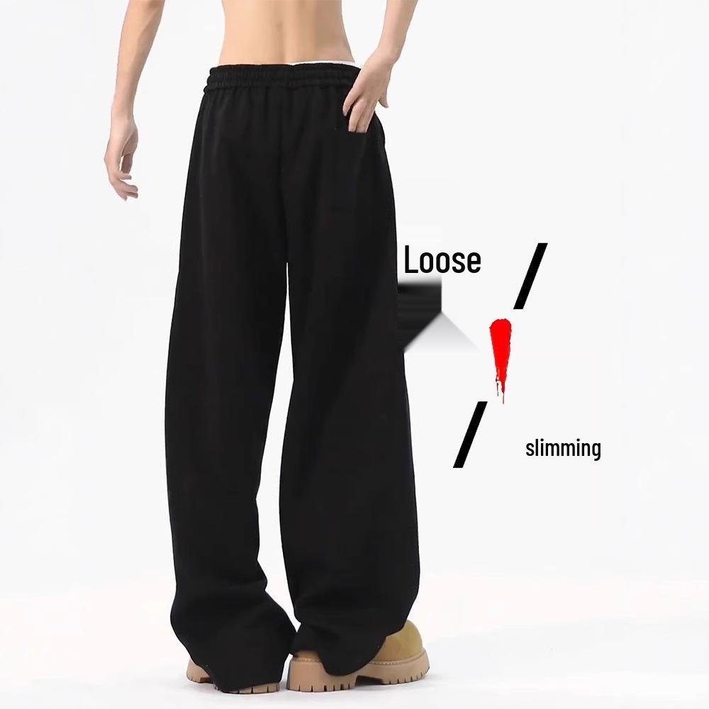 Men's Cleanfit Wide-Leg Fleece Sweatpants - Autumn/Winter Straight-Leg Casual Sports Pants