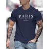 Summer Men's 100% Cotton Casual Loose Large Size French Pattern Printed Comfortable Round Neck Short Sleeve T-shirt Top