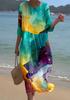 European and American New Large-size Dress Women's Clothing Seaside Vacation Printed Loose Long Dress
