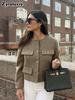 Women's New Fall Winter High-End Crew Neck Small Cardigan Style Short Jacket Fashion Versatile Oversized Check Blazer