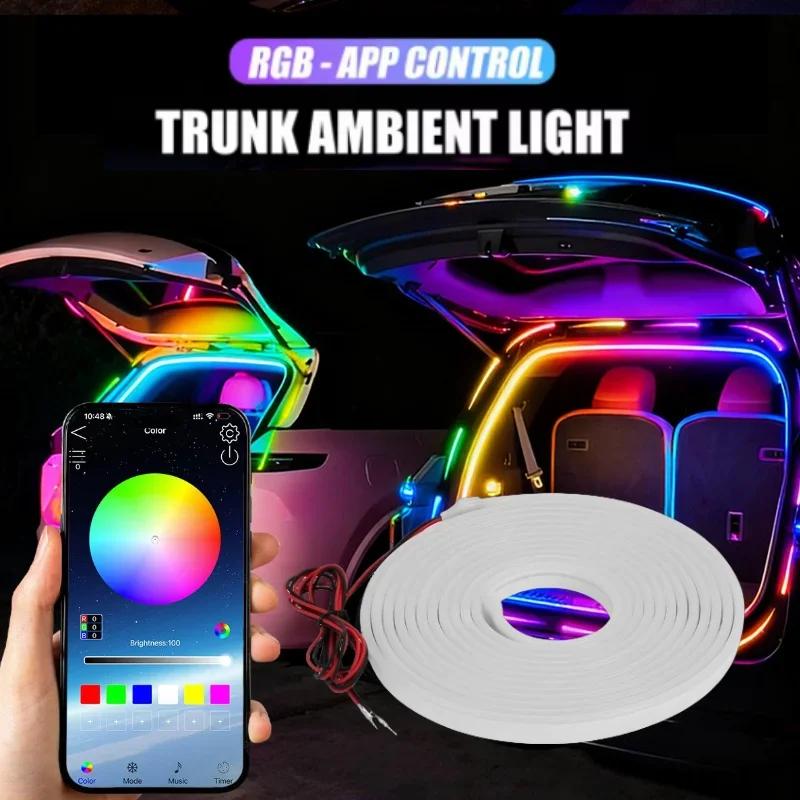 Dynamic Flowing Car Trunk RGB LED Strip High-Brightness Wiring Automatic Sensing Tailgate Light Strip Tool-Free Installation 12V