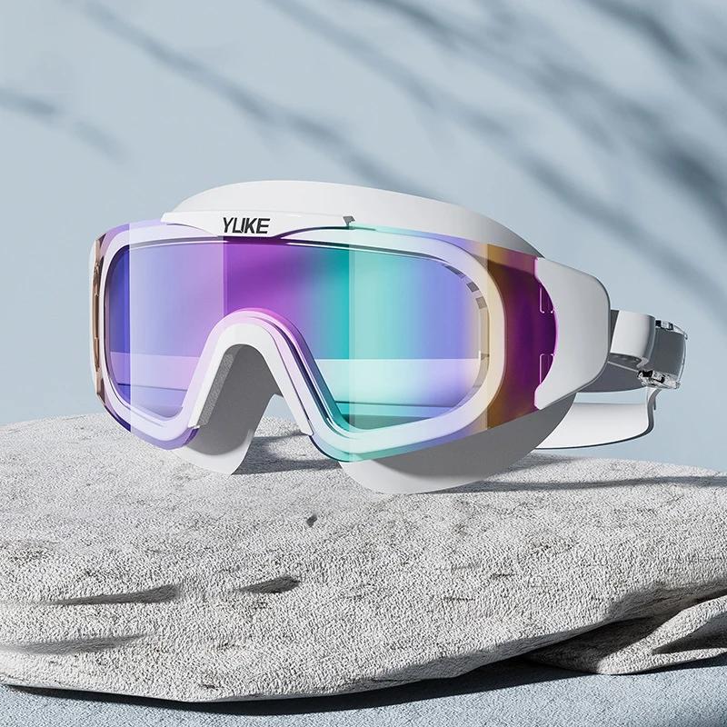 Fashion Swimming Goggles Large Frame Gradient Lenses Anti-fog HD Waterproof Professional Silicone Swim Glasses