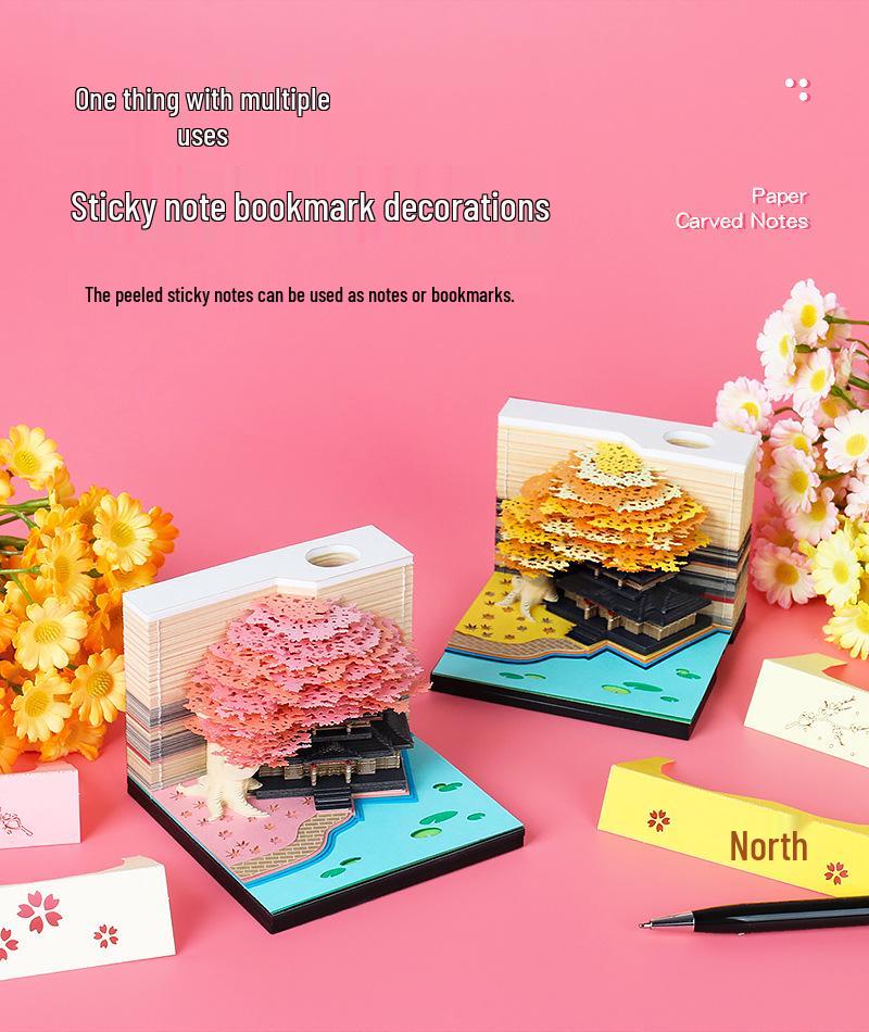 Guochao 3D Papier escultura Haftnotizen - Kreative Büro Schreibtisch Dekoration Souvenir