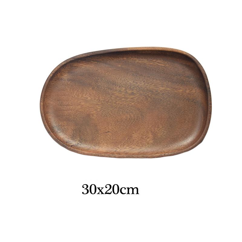 Ganze Holz Walnuss Holz Unregelmäßige Oval Obst Gerichte Massivholz Dessert Teller Untertasse Tee Tablett Geschirr Set