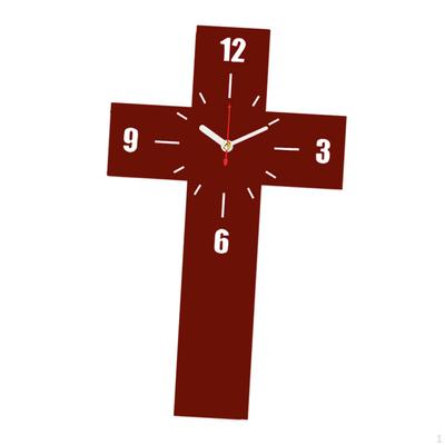 Cross Wall Clock Gothic Decor Home Silent Easy To Read Hanging Decorative for