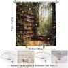 Enchanted Library Shower Curtain - Fantasy Bookshelf, Watercolor Art, Colorful Books & Butterflies, Water-Resistant