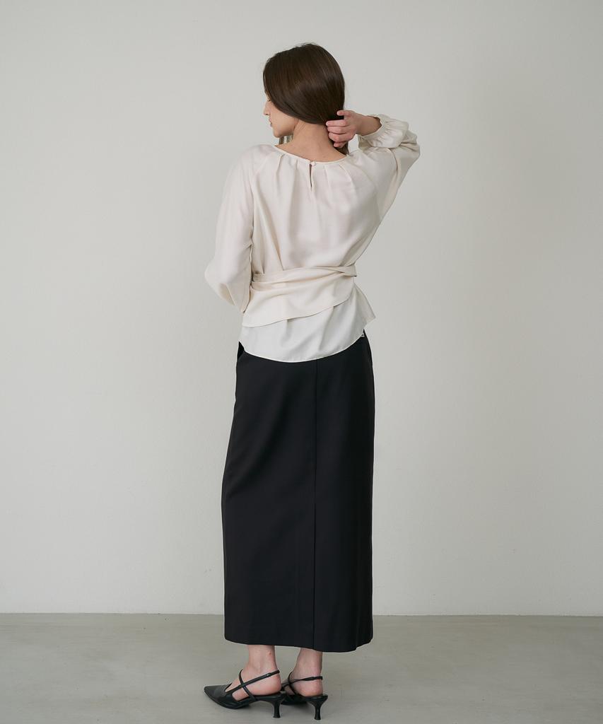 DEHEVE Wool Waist Drape Blouse [Cream]