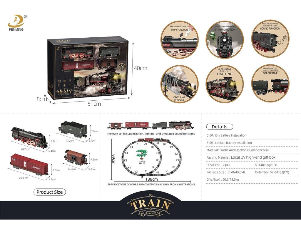 Retro Zestaw Torów Kolei Parowej - Elektryczna Zabawka dla Dzieci