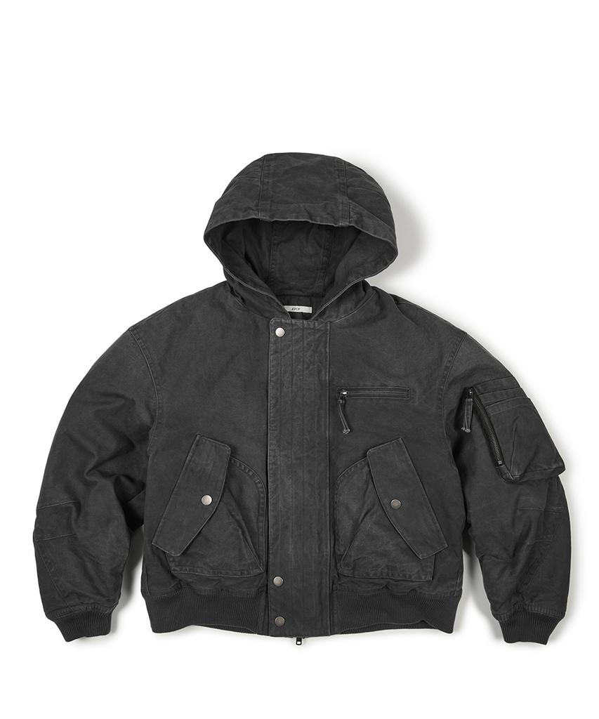 Etce Washed Hood Flap Bomber (Charcoal)