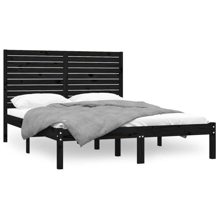 VidaXL Bed Frames Black Solid Wood 150x200 Cm Extra Large 3104617