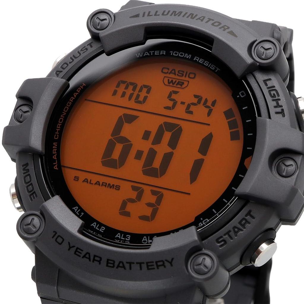 Casio Standard Digital Wristwatch Dark Gray with Orange Overseas Used AE-1500WHC-8AV Men's, LCD, Model,
