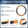 INFINAUTO Steering Wheel Car Steering Wheel Faux Black and 1 Piece Cover, 36.5-37.9cm, Cover, Leather, Orange,