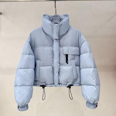 Korean Style Women Short Jacket Stand Collar Minimalist Thickened Winter Coat Warm Outerwear