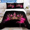3PCS Pink Crown Sparkle Majesty Bedding Set,Including 1pc Duvet Cover And 2pcs Pillowcases Perfect for Bedroom, Dormitory, Fan Christmas Gift