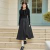 Le Tine Bow Collar Patchwork A-Line Dress